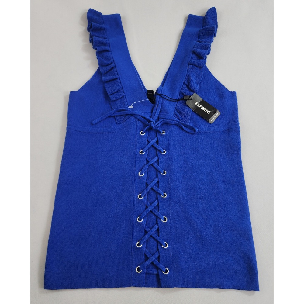 Express light sweater shirt womens M Medium blue 11984122 stretch $49 ladies